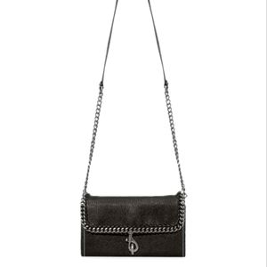 black & silvertone woven-chain edie leather Wallet